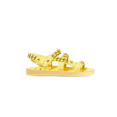 CHANEL SANDALS COTTON TWEED YELLOW G33800 X56550 0N550